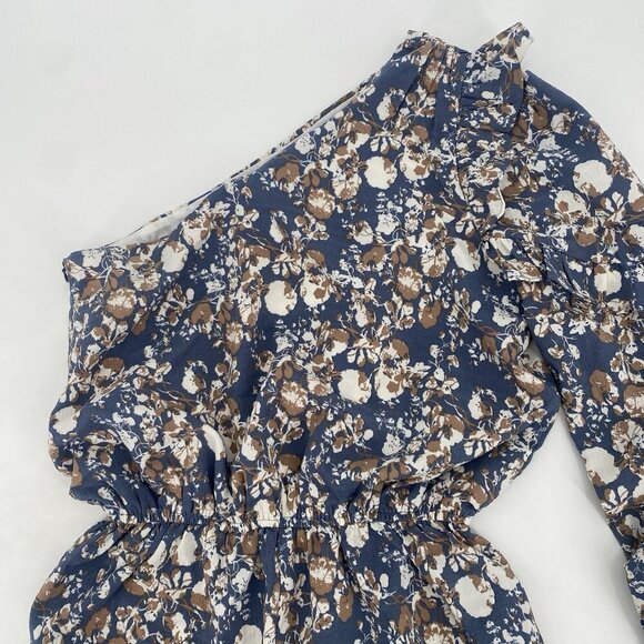 En Saison One Shoulder Floral Print Romper Women's XS Multi Ruffles Anthro - Picture 7 of 16